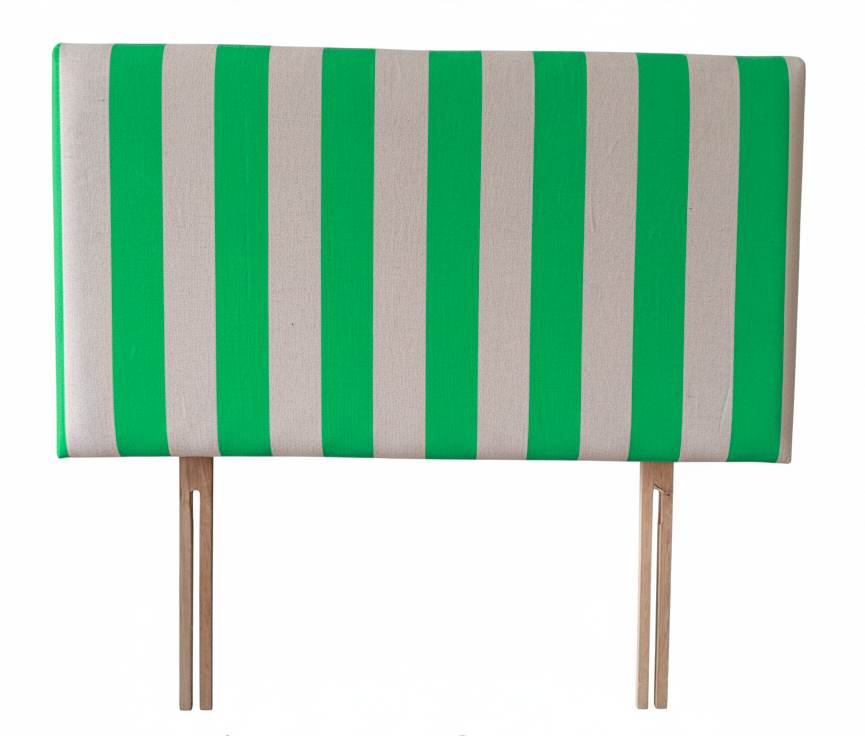 Hand-painted Upholstered Linen Headboard in Stripe print King size