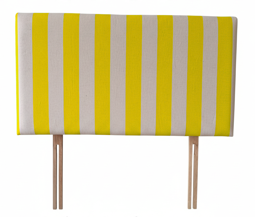 Hand-painted Upholstered Linen Headboard in Stripe print King size