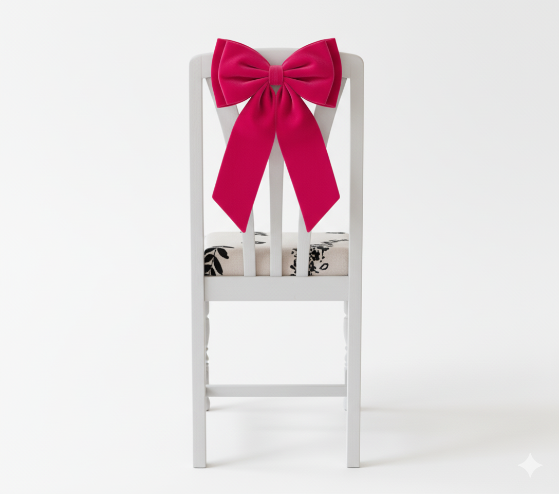 Sustainable Over-sized Linen Polka Dot Bow Hanging Christmas decoration