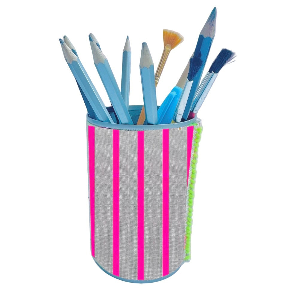 Upcycled pen pencil brush holder made from upcycled tin cans