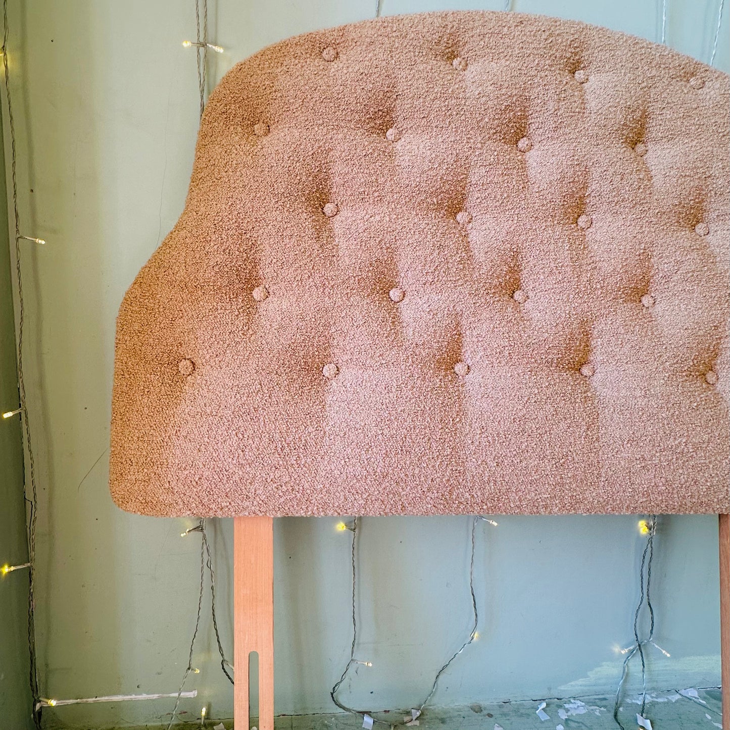 Taupe Boucle Wool Scallop Sustainable Headboard - Single