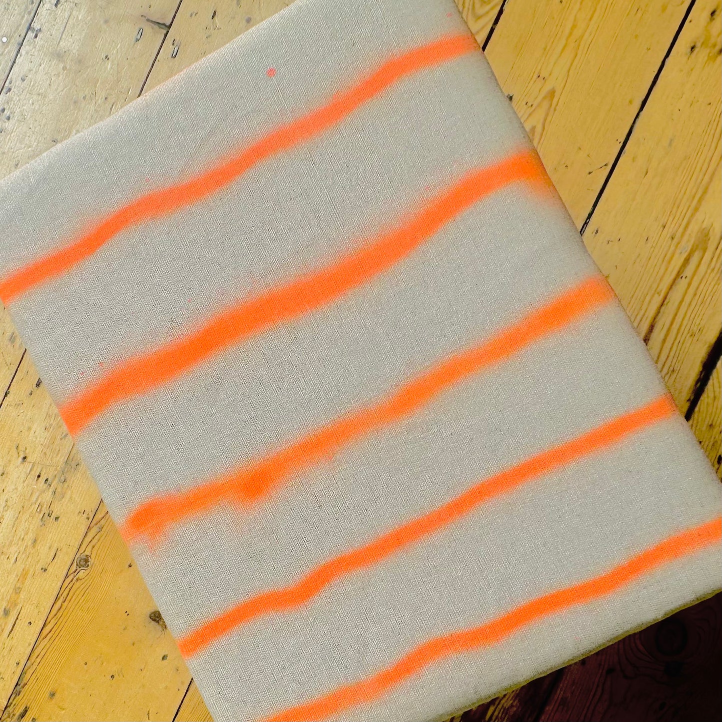 Upholstered Footstool in Sustainable Linen Stripe