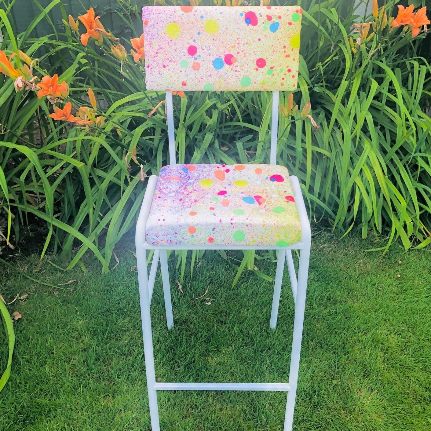 Upholstered Sustainable ‘Splattered‘ Bar Stools Set of 3