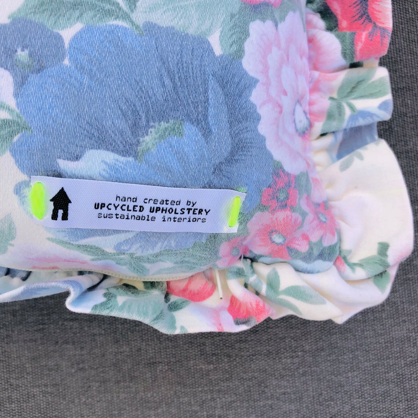 Upcycled Vintage Floral Frill Cushion