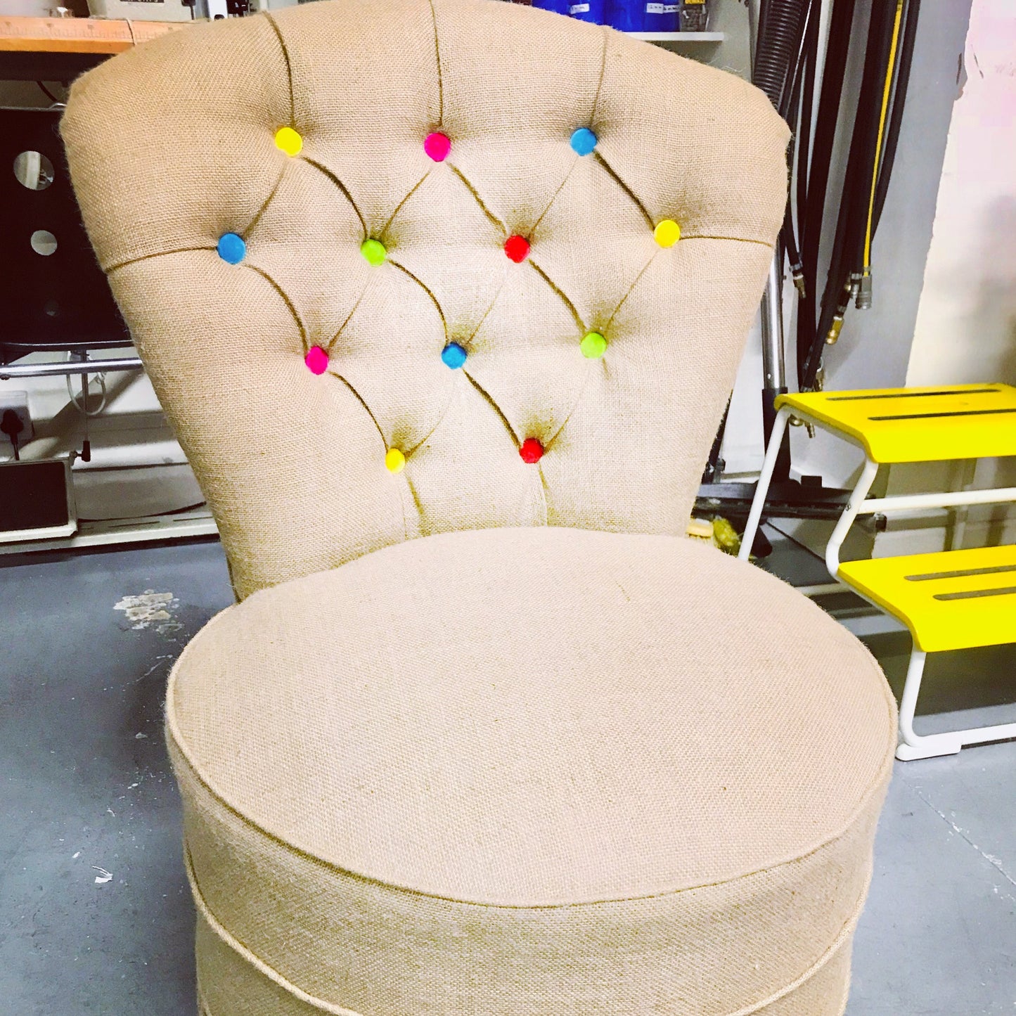 Upholstered Sustainable ‘Smartie’ Re-purposed Hessian Sack Seat