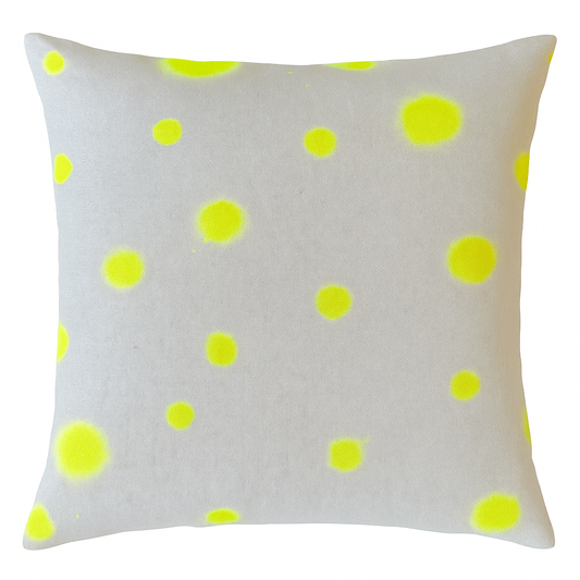Hand-painted Sustainable Linen Cushion in Polka Dot print