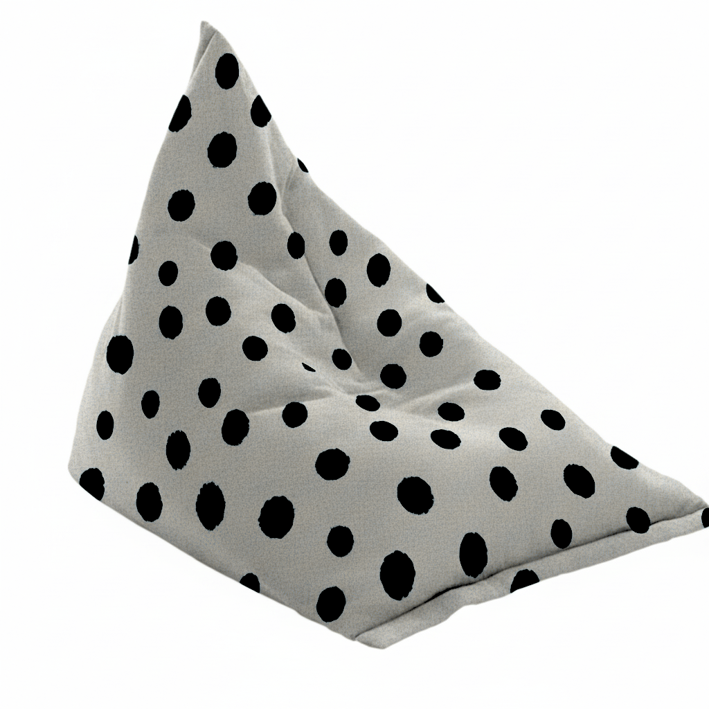 Hand-painted & Re-purposed Linen Bean Bag Chair in Polka Dot print