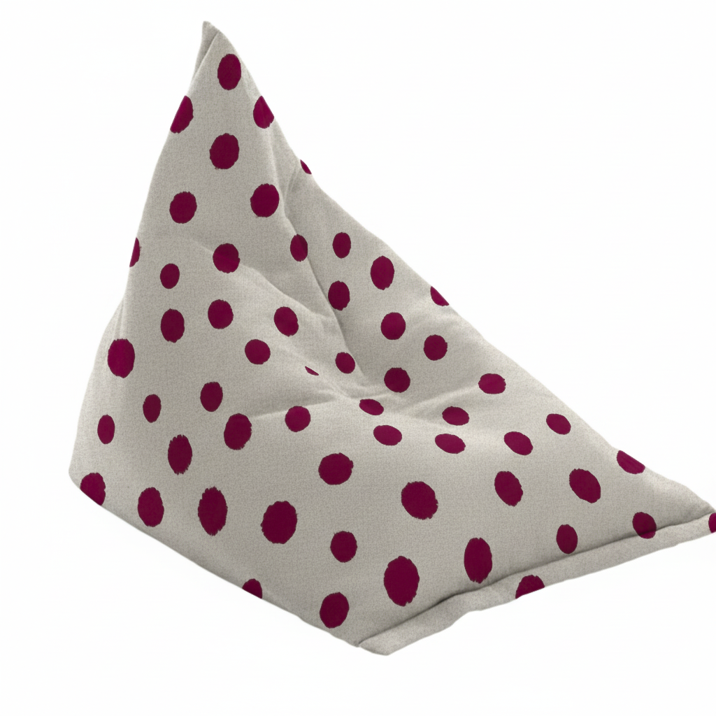 Hand-painted & Re-purposed Linen Bean Bag Chair in Polka Dot print