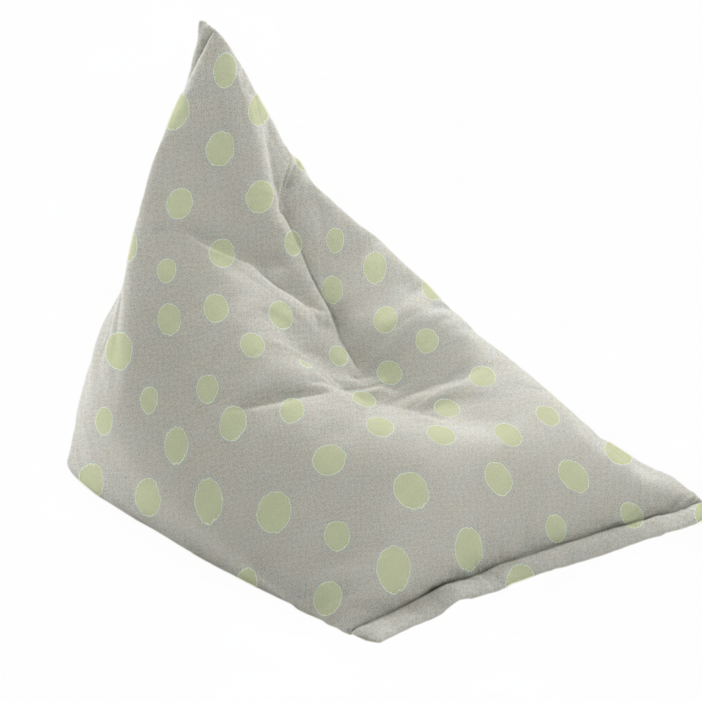 Hand-painted & Re-purposed Linen Bean Bag Chair in Polka Dot print