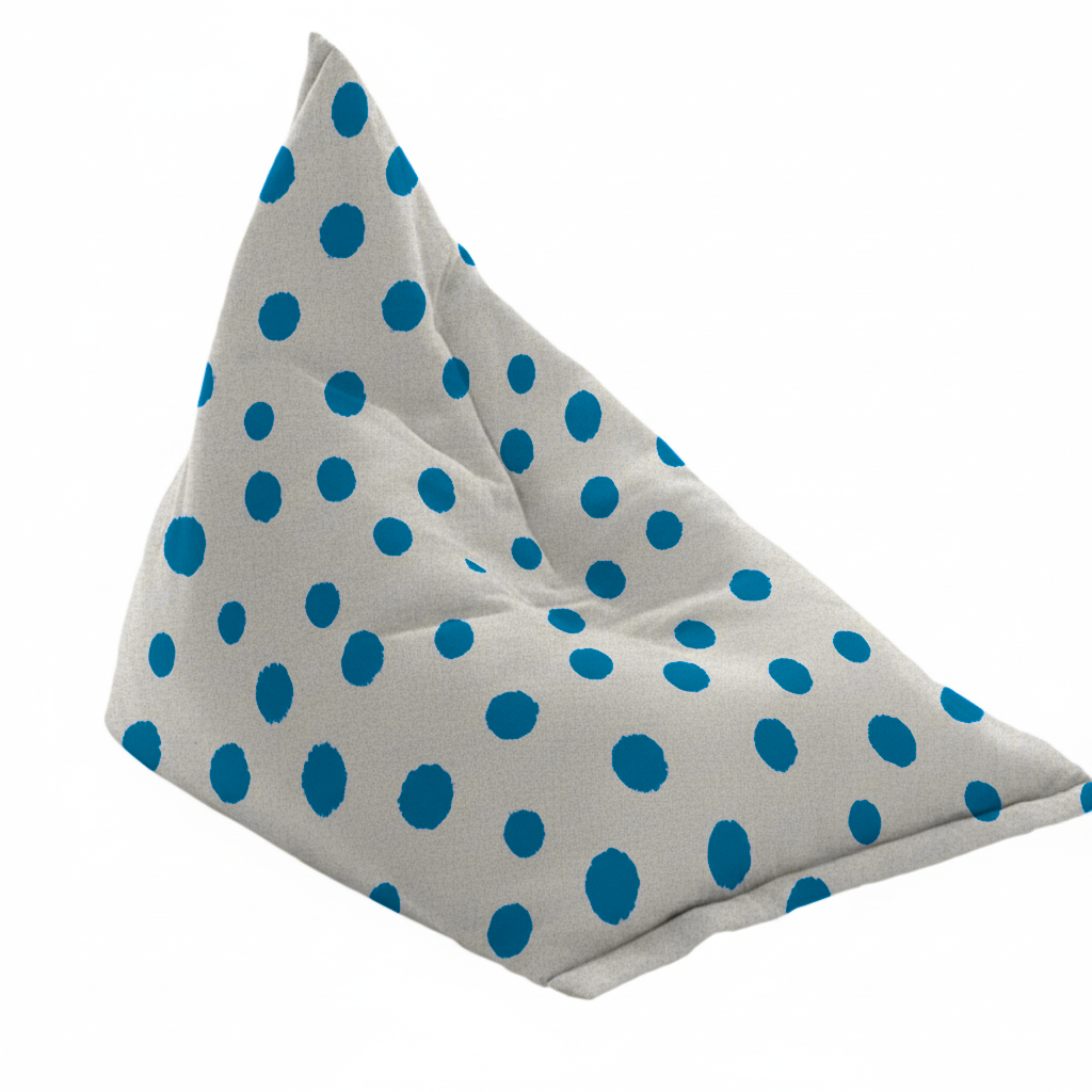 Hand-painted & Re-purposed Linen Bean Bag Chair in Polka Dot print