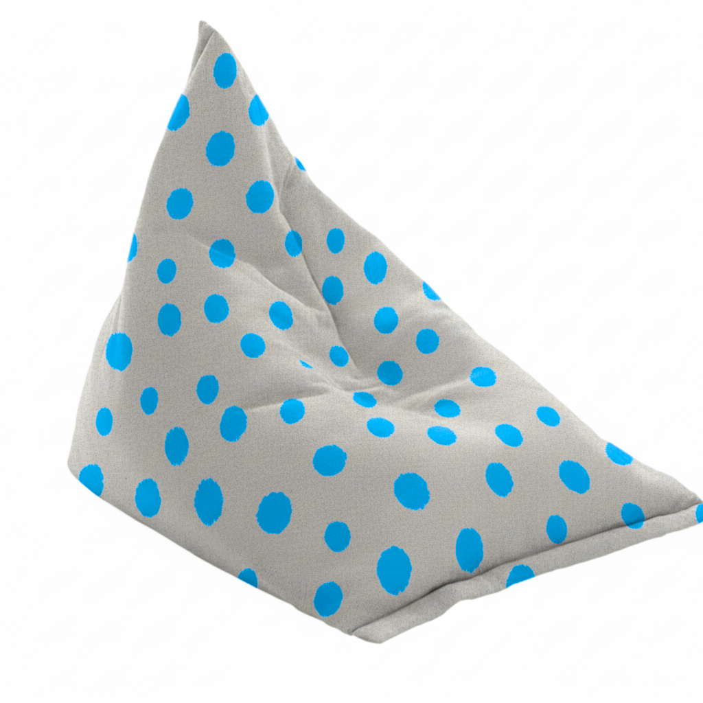 Hand-painted & Re-purposed Linen Bean Bag Chair in Polka Dot print