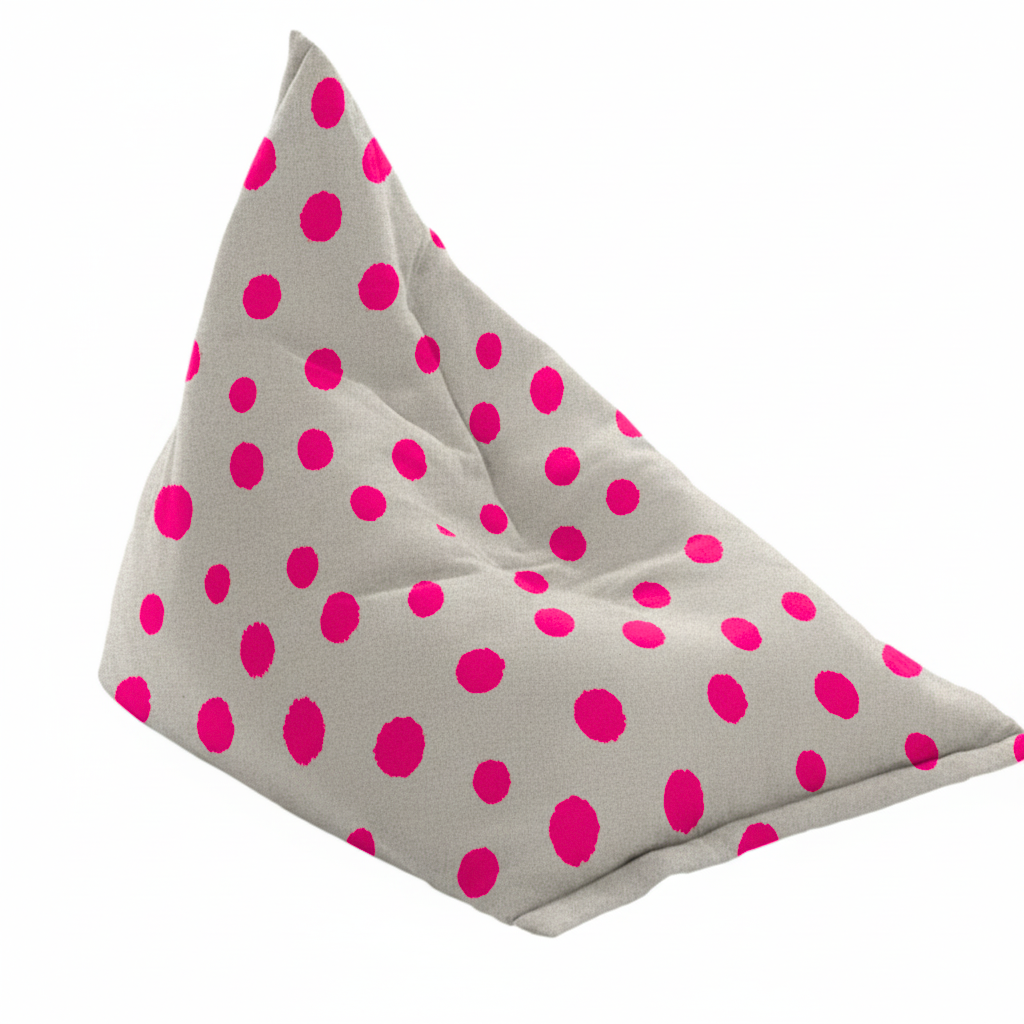 Hand-painted & Re-purposed Linen Bean Bag Chair in Polka Dot print