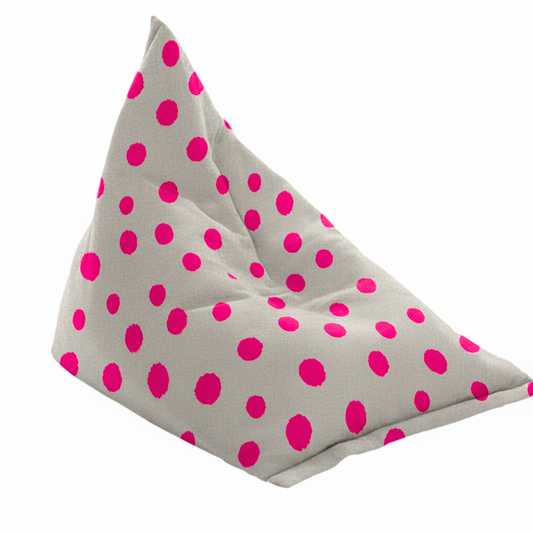 Hand-painted & Re-purposed Linen Bean Bag Chair in Polka Dot print