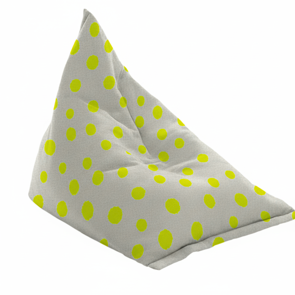 Hand-painted & Re-purposed Linen Bean Bag Chair in Polka Dot print