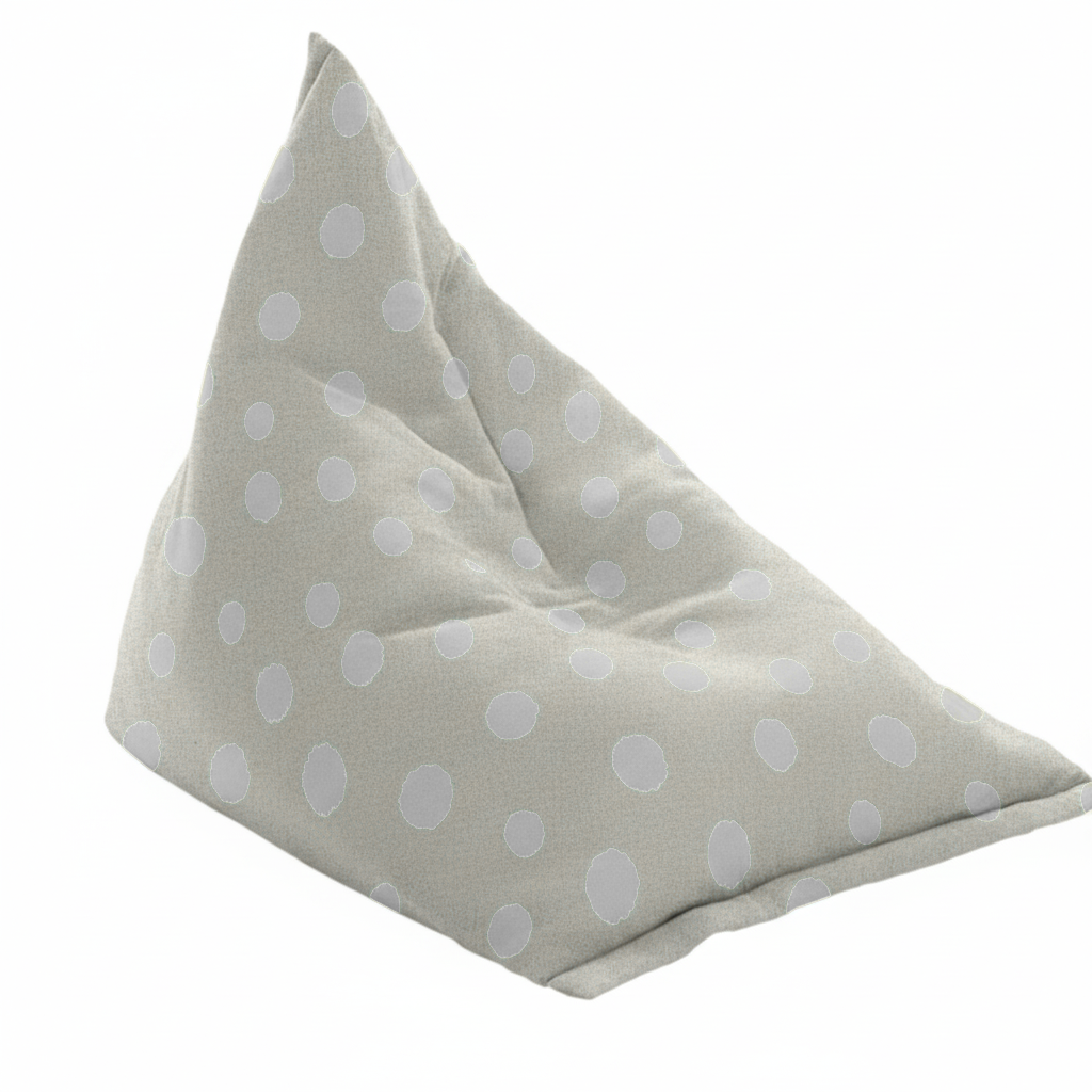 Hand-painted & Re-purposed Linen Bean Bag Chair in Polka Dot print