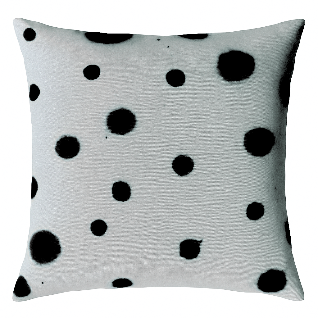 Hand-painted Sustainable Linen Cushion in Polka Dot print