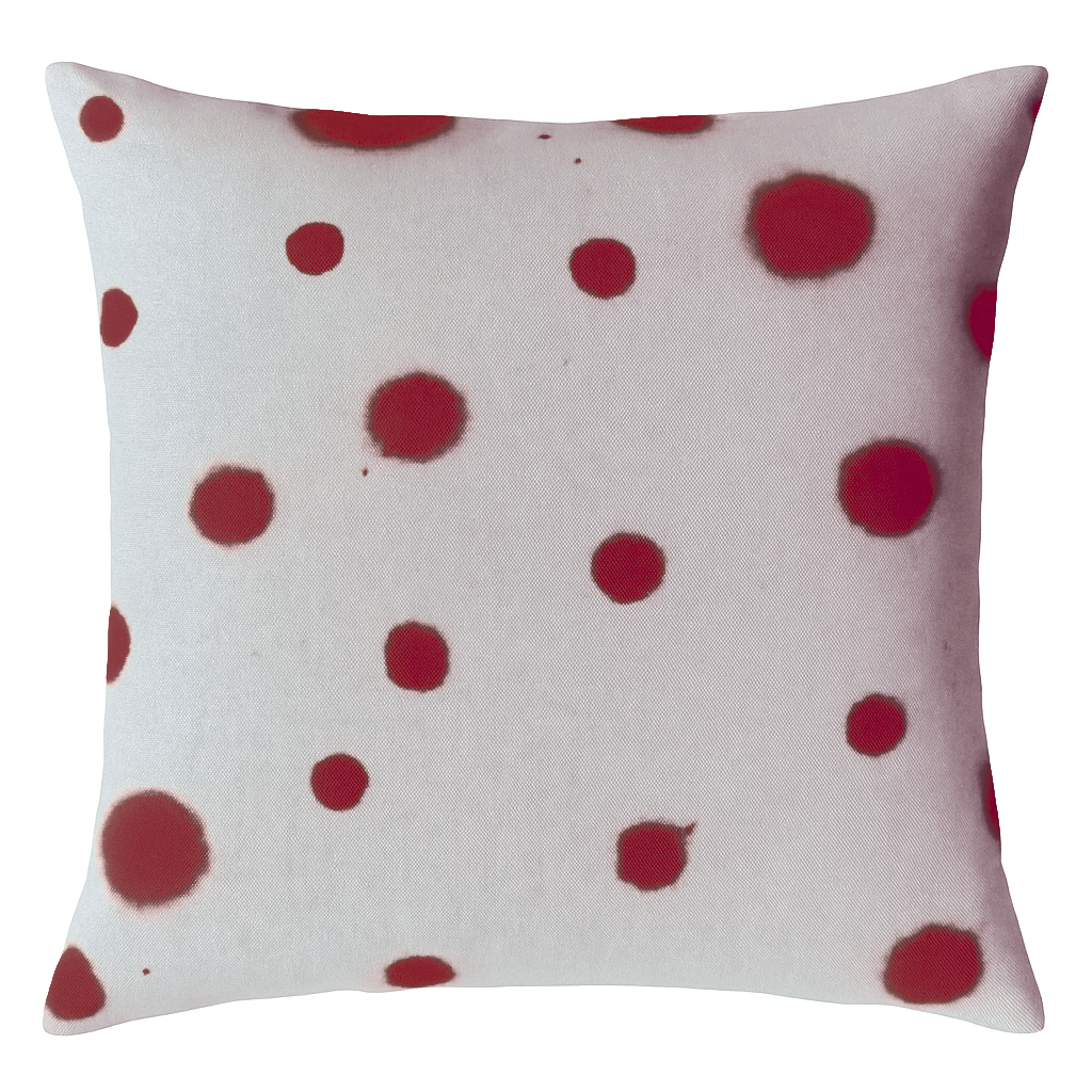 Hand-painted Sustainable Linen Cushion in Polka Dot print