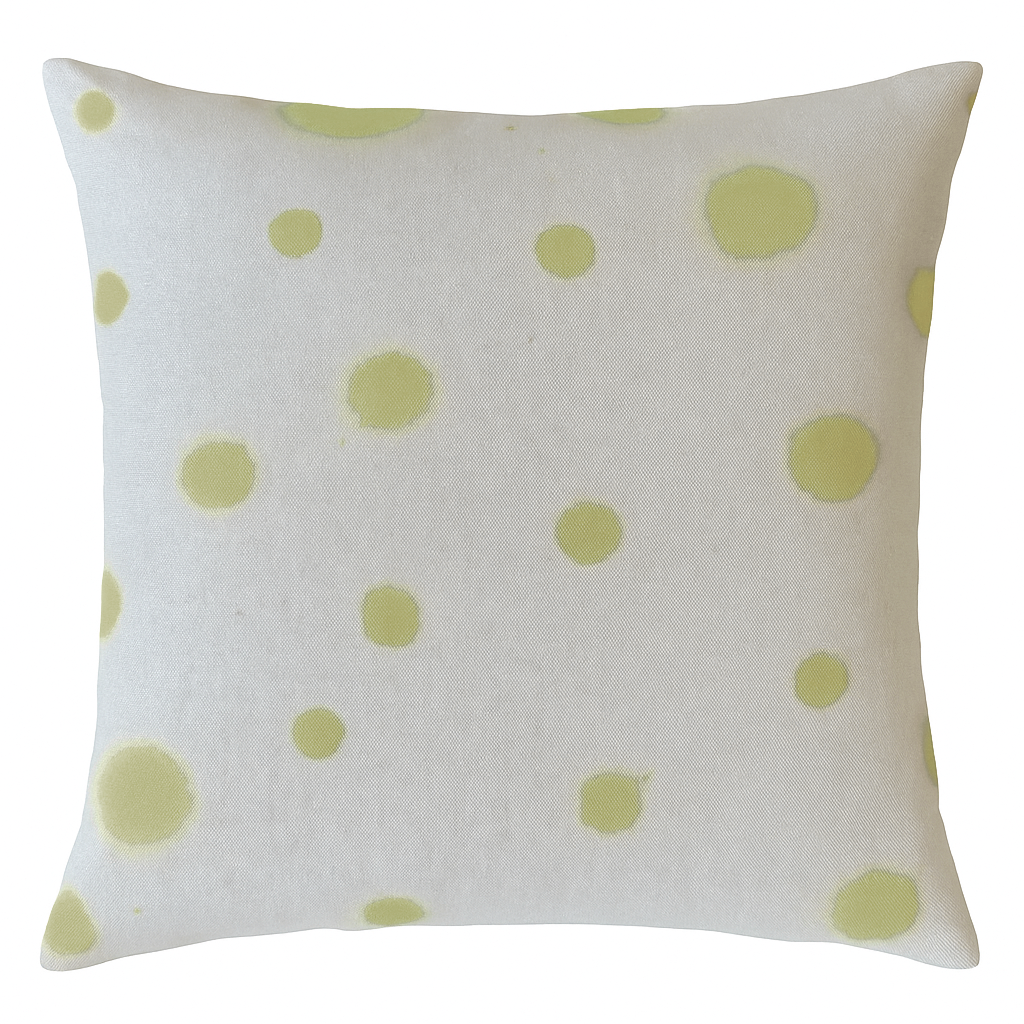 Hand-painted Sustainable Linen Cushion in Polka Dot print