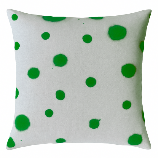 Hand-painted Sustainable Linen Cushion in Polka Dot print