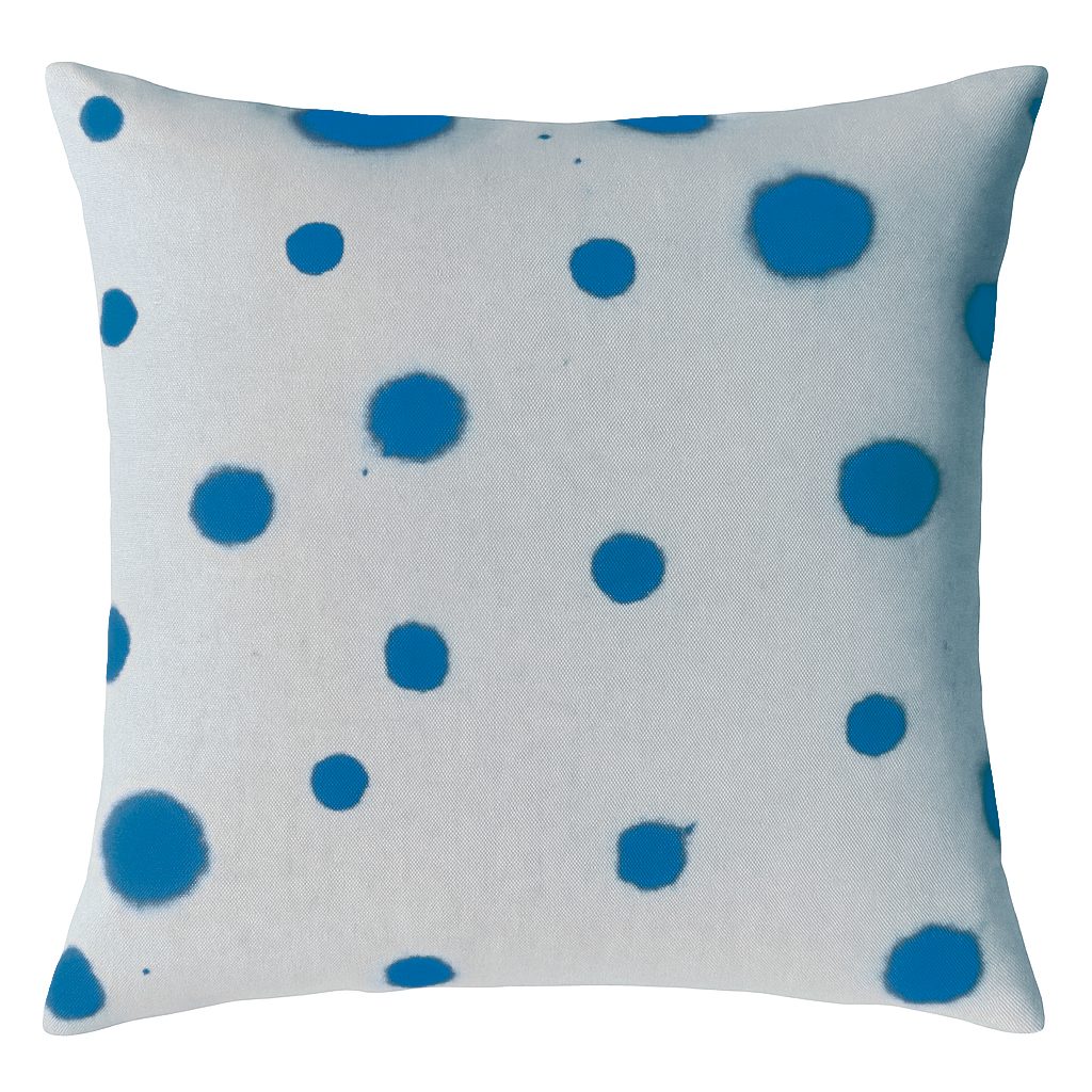 Hand-painted Sustainable Linen Cushion in Polka Dot print