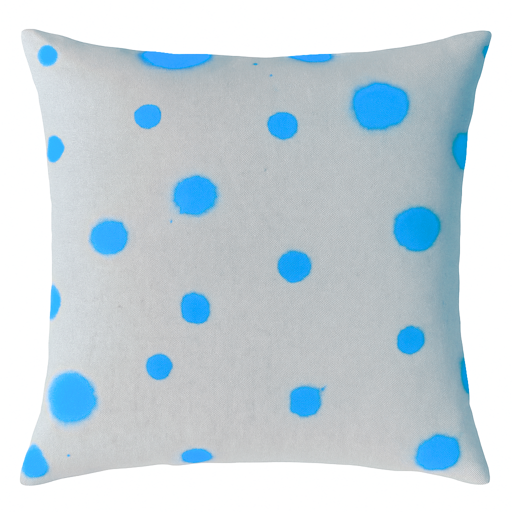 Hand-painted Sustainable Linen Cushion in Polka Dot print