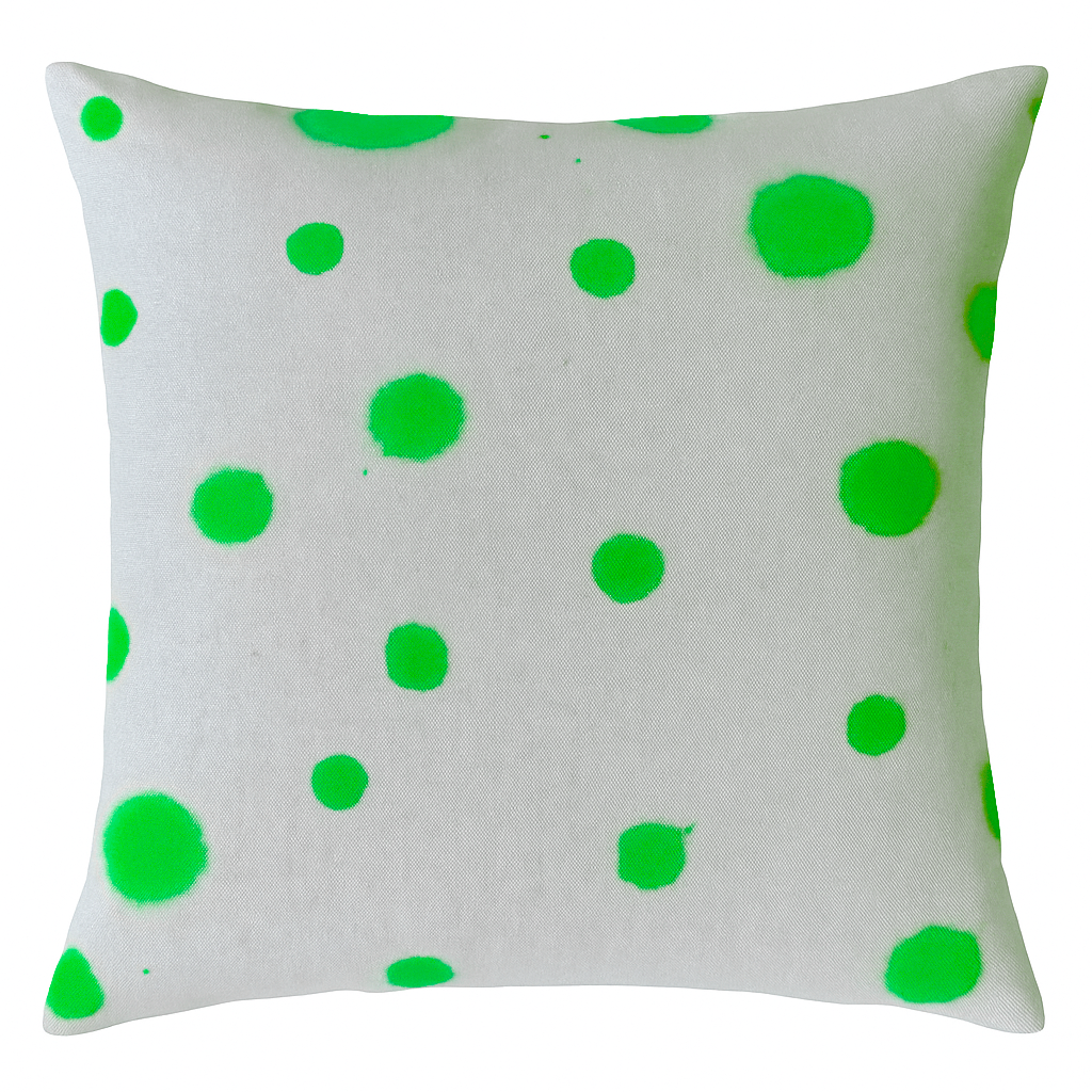 Hand-painted Sustainable Linen Cushion in Polka Dot print