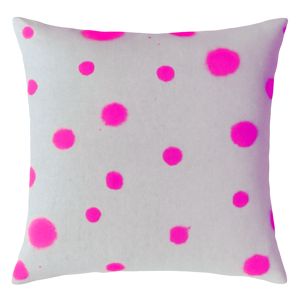 Hand-painted Sustainable Linen Cushion in Polka Dot print