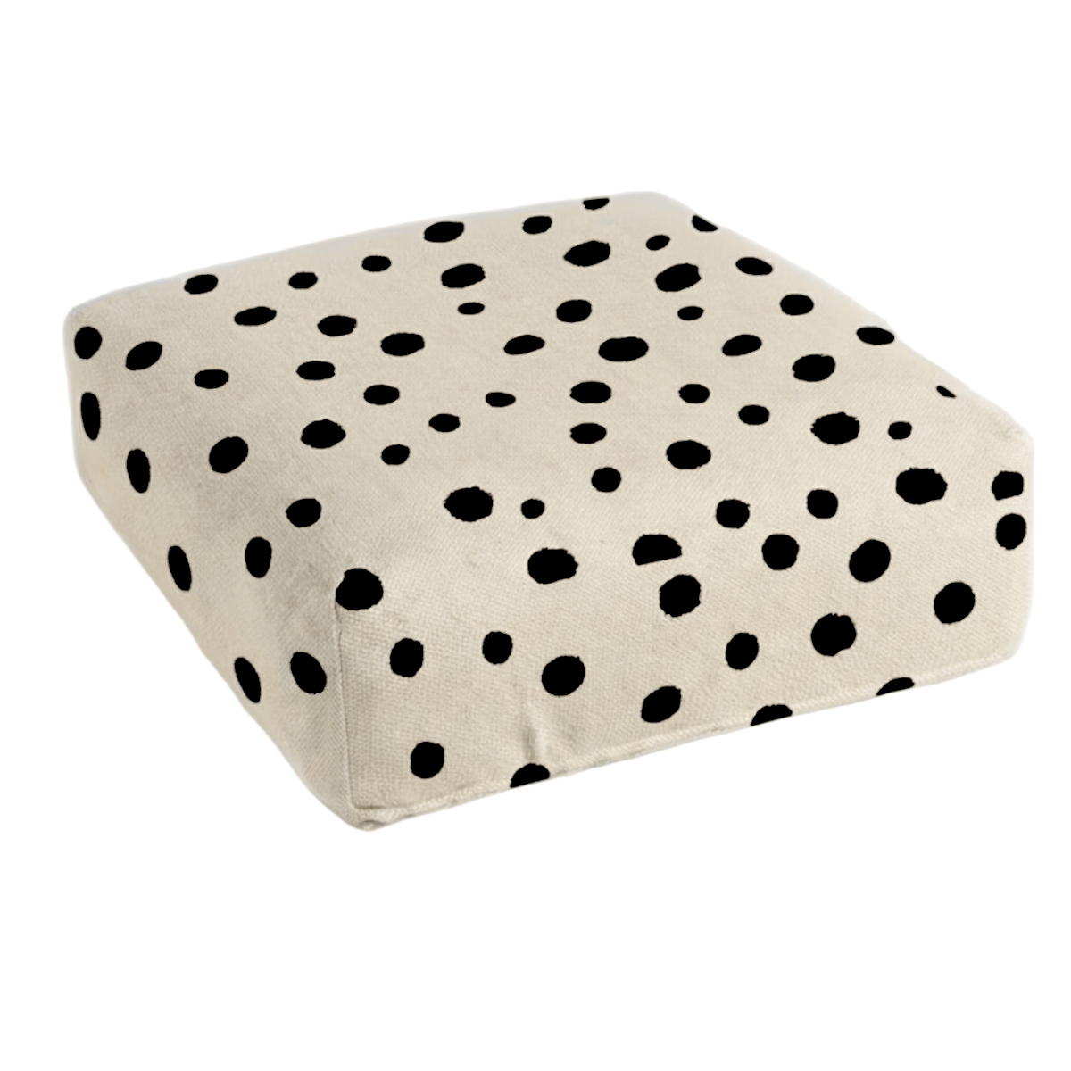 Hand-painted & Re-purposed Linen Floor Cushion Cube in Polka Dot print