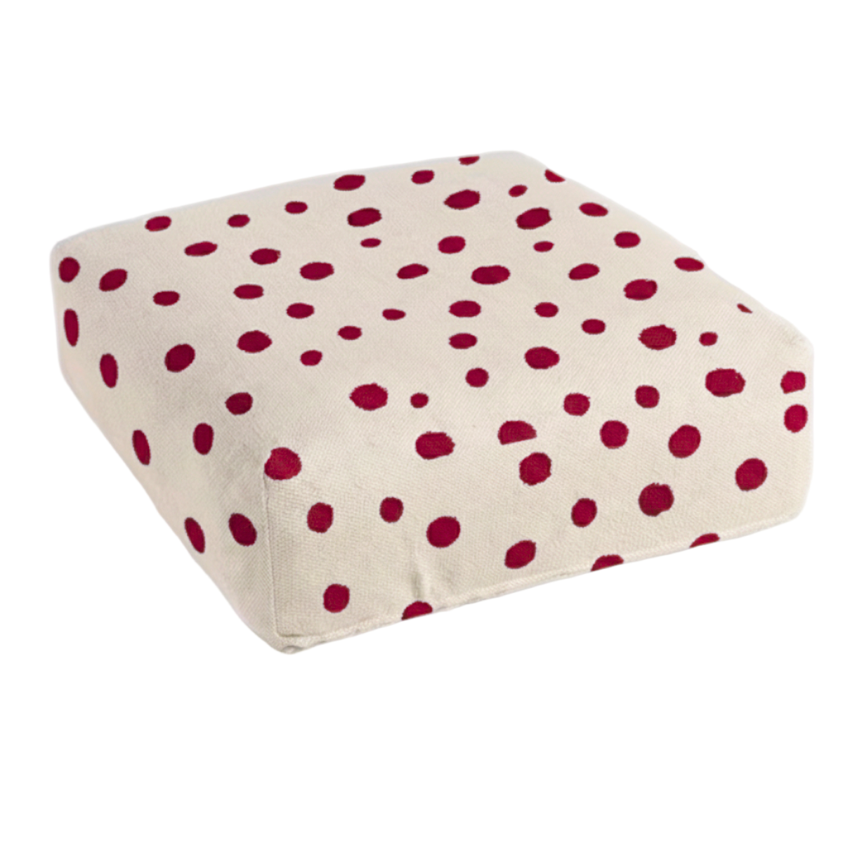 Hand-painted & Re-purposed Linen Floor Cushion Cube in Polka Dot print