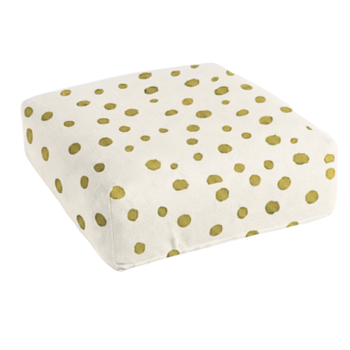 Hand-painted & Re-purposed Linen Floor Cushion Cube in Polka Dot print