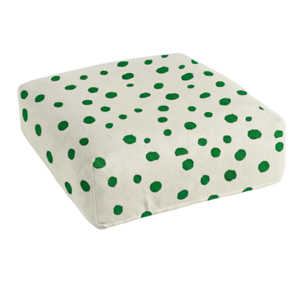 Hand-painted & Re-purposed Linen Floor Cushion Cube in Polka Dot print