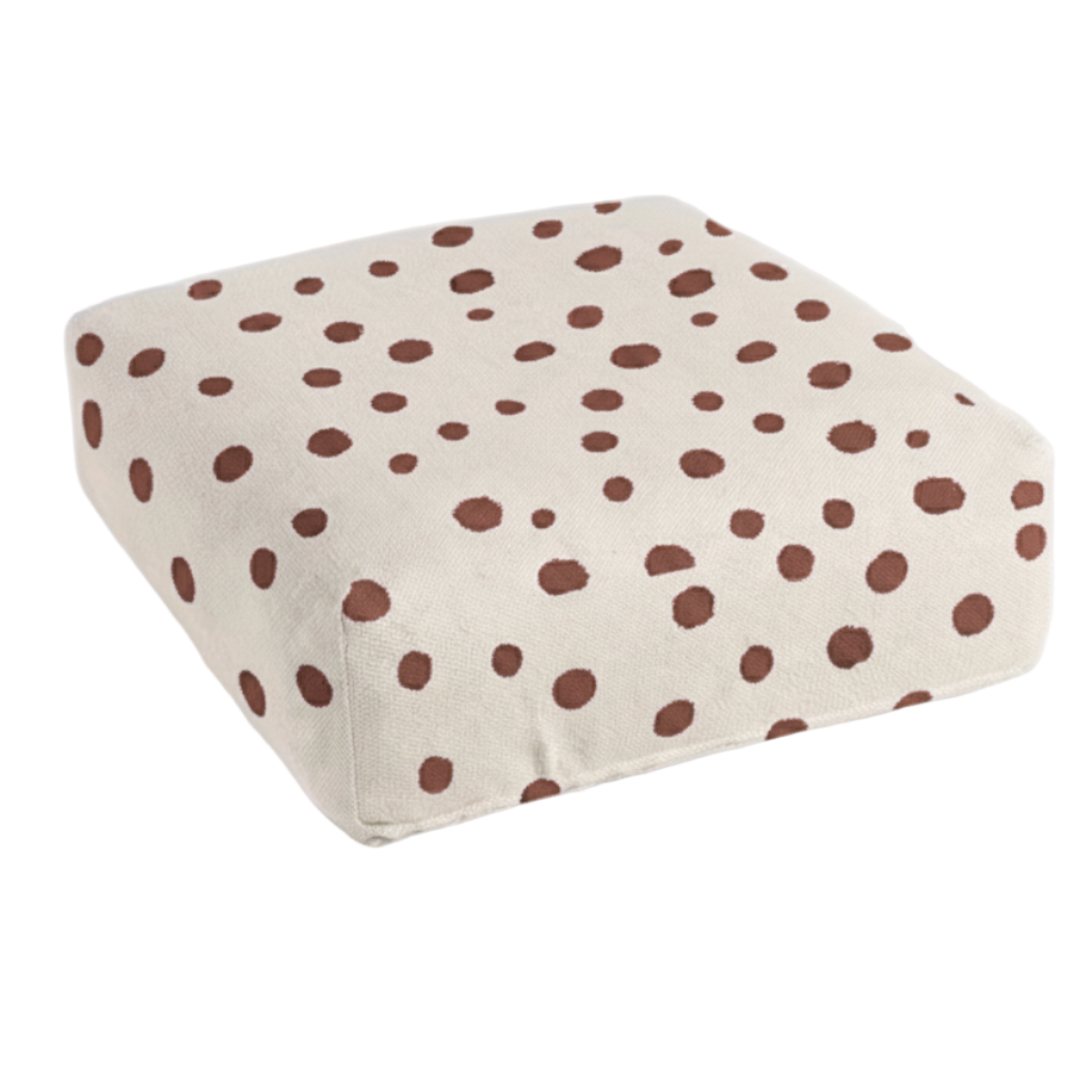 Hand-painted & Re-purposed Linen Floor Cushion Cube in Polka Dot print