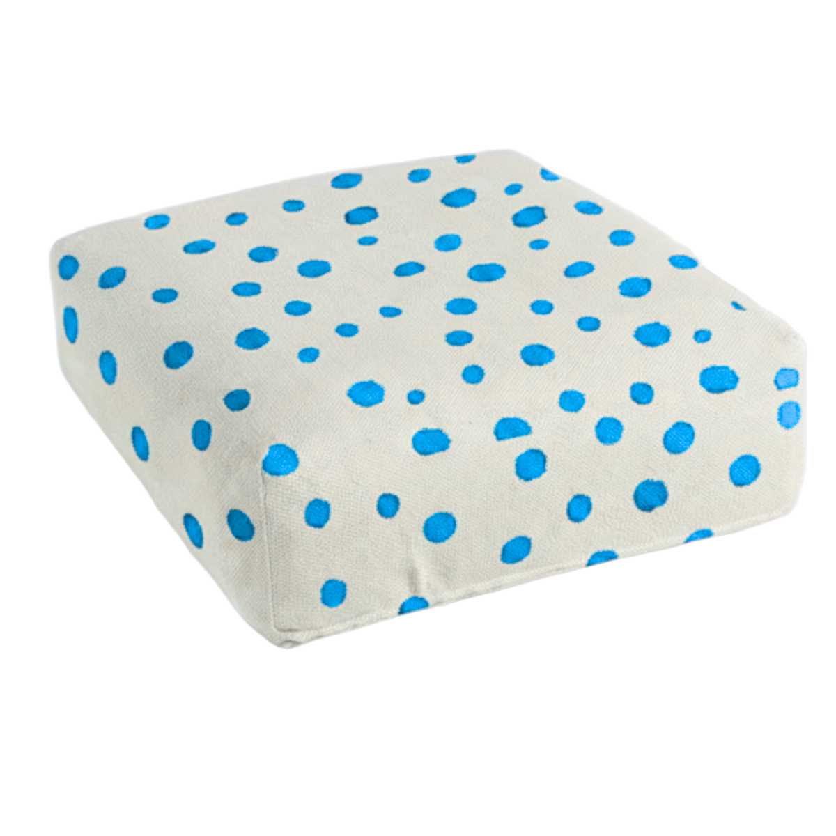 Hand-painted & Re-purposed Linen Floor Cushion Cube in Polka Dot print