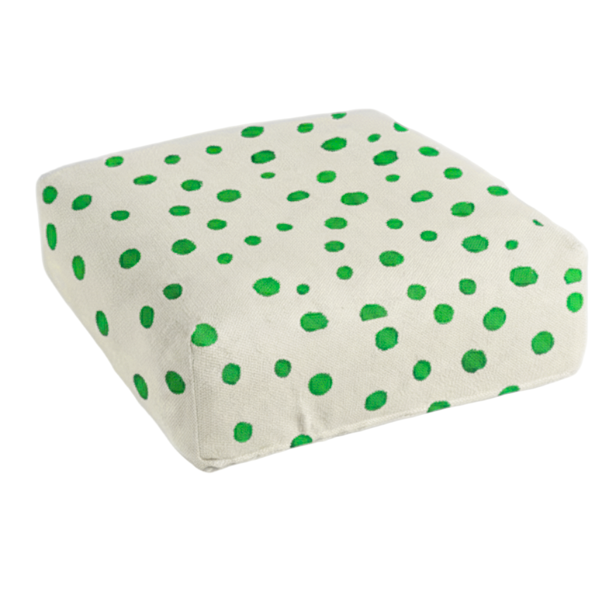 Hand-painted & Re-purposed Linen Floor Cushion Cube in Polka Dot print