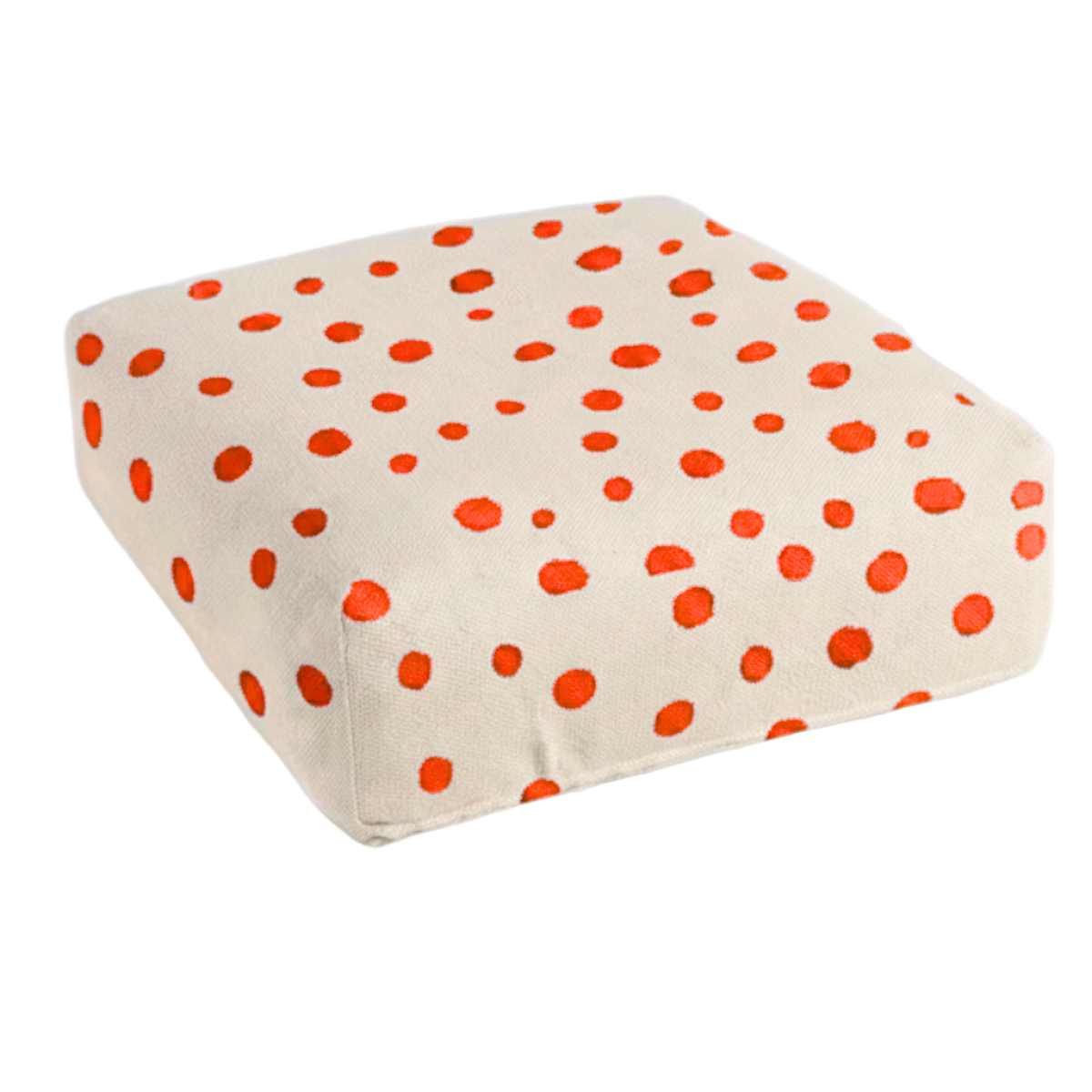 Hand-painted & Re-purposed Linen Floor Cushion Cube in Polka Dot print