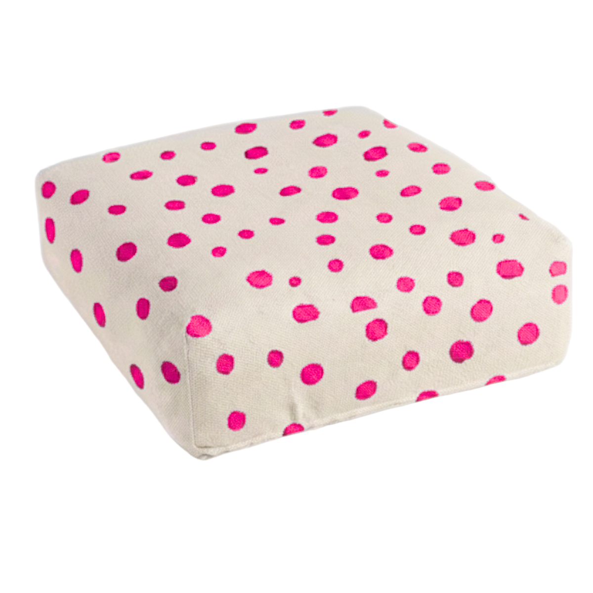 Hand-painted & Re-purposed Linen Floor Cushion Cube in Polka Dot print