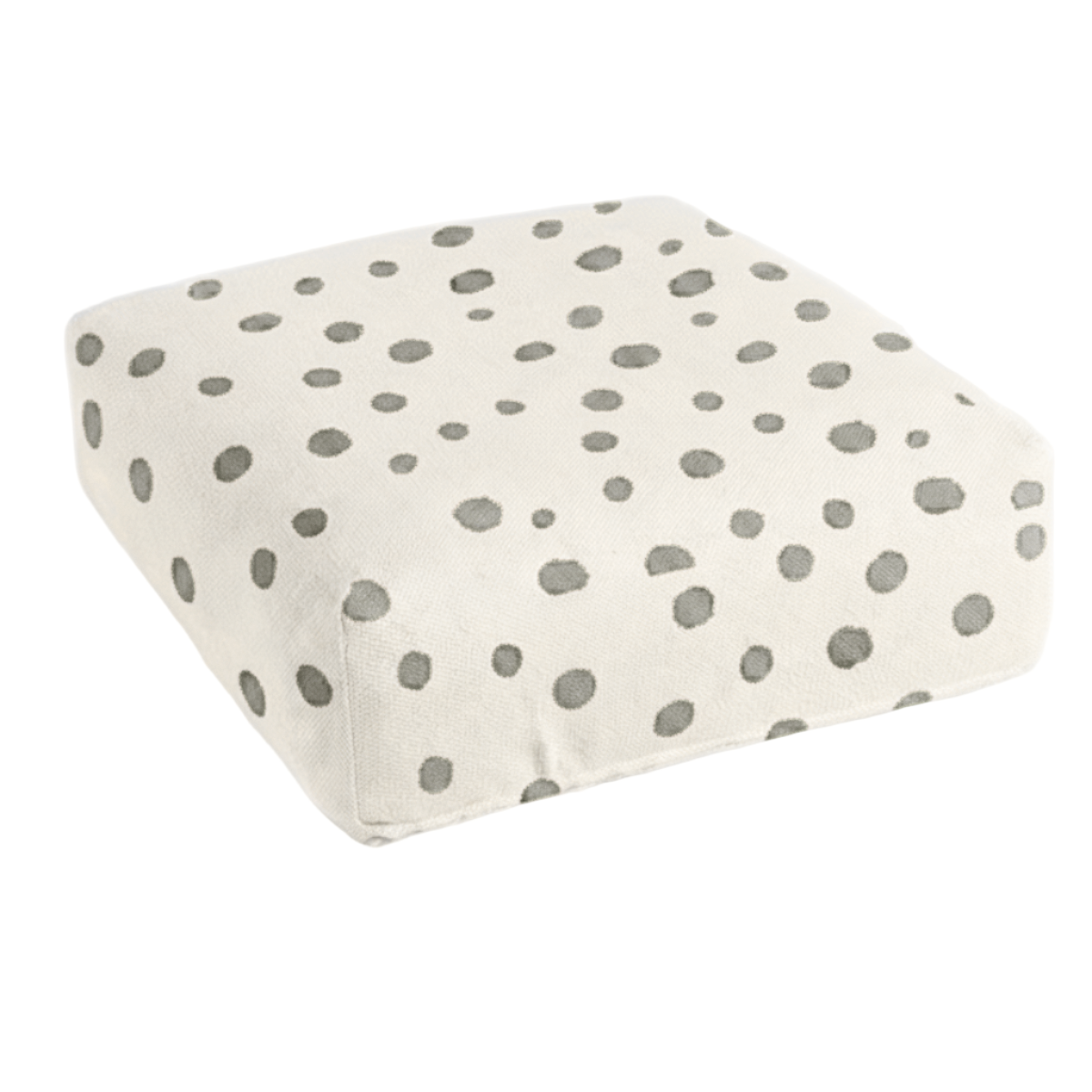 Hand-painted & Re-purposed Linen Floor Cushion Cube in Polka Dot print
