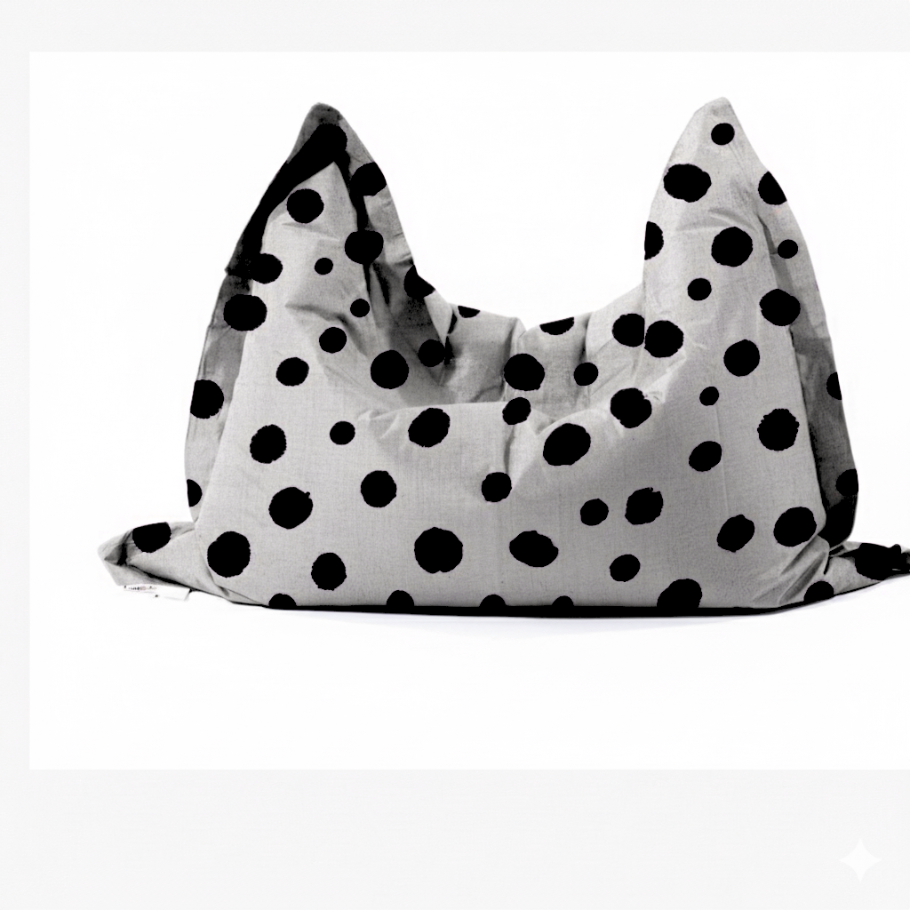 Hand-painted & Re-purposed Linen Large Floor Cushion in Polka Dot print