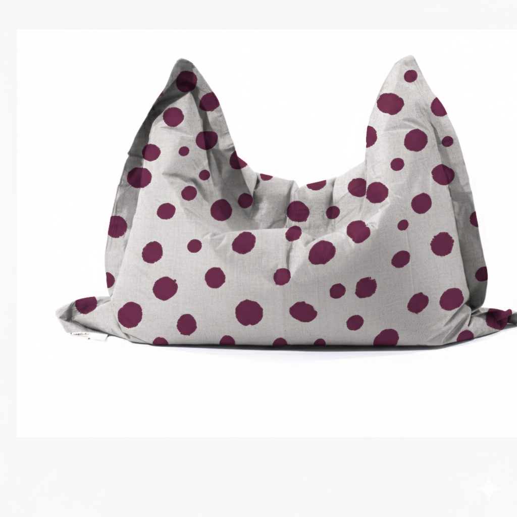 Hand-painted & Re-purposed Linen Large Floor Cushion in Polka Dot print