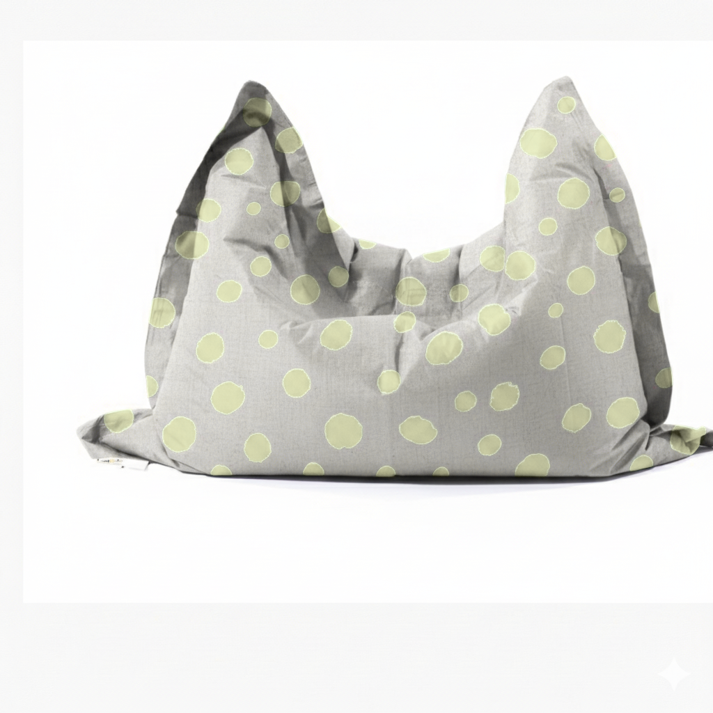 Hand-painted & Re-purposed Linen Large Floor Cushion in Polka Dot print