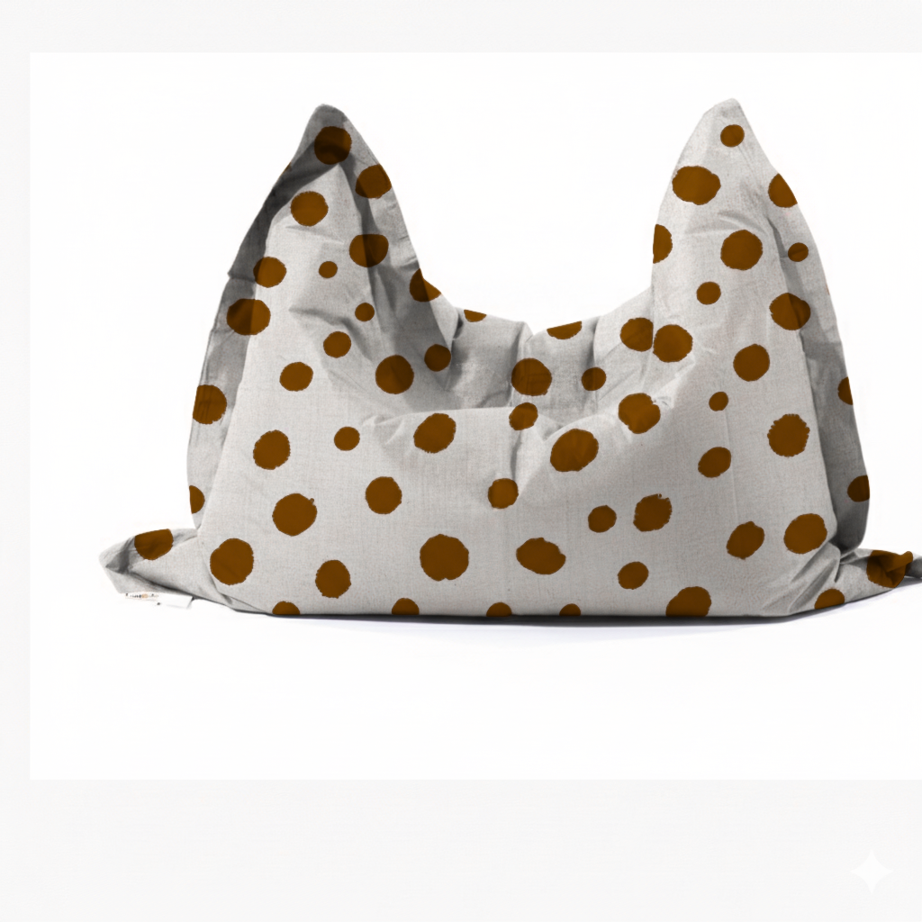 Hand-painted & Re-purposed Linen Large Floor Cushion in Polka Dot print