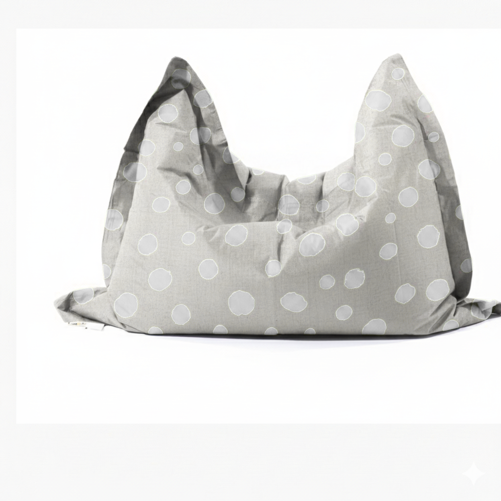 Hand-painted & Re-purposed Linen Large Floor Cushion in Polka Dot print