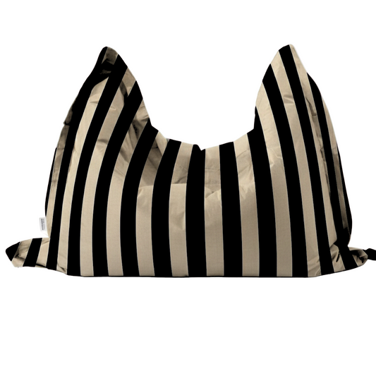 Hand-painted & Re-purposed Linen Large Floor Cushion in Stripe print