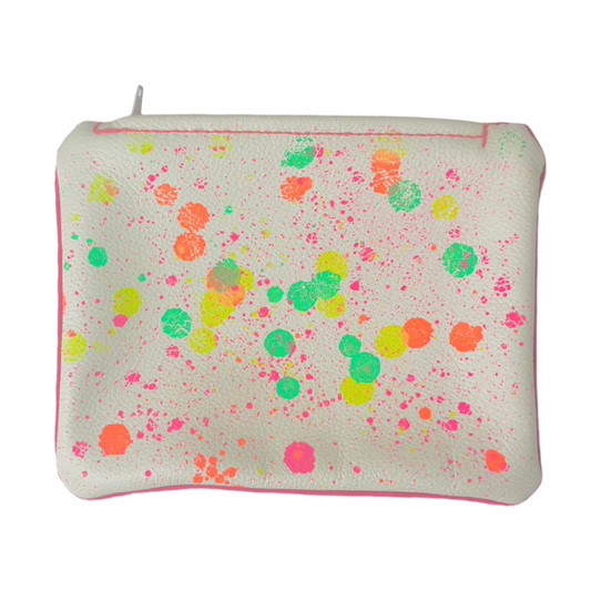 Upcycled Leather Pencil case pouch in Sustainable Splatter Print