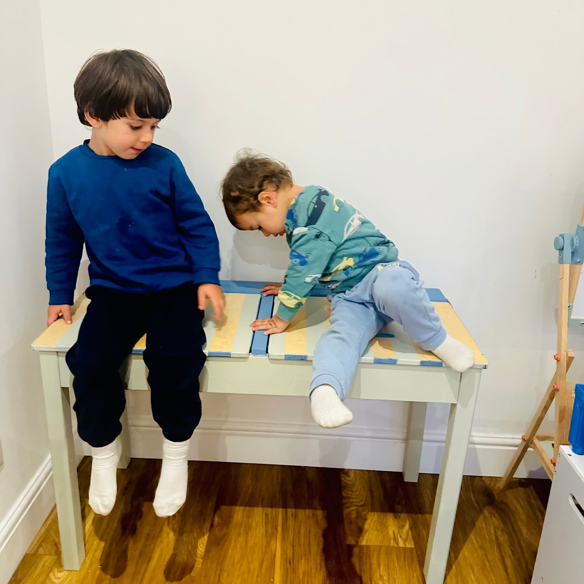 Upcycled Children's Wooden Double Desk for Kids Playroom