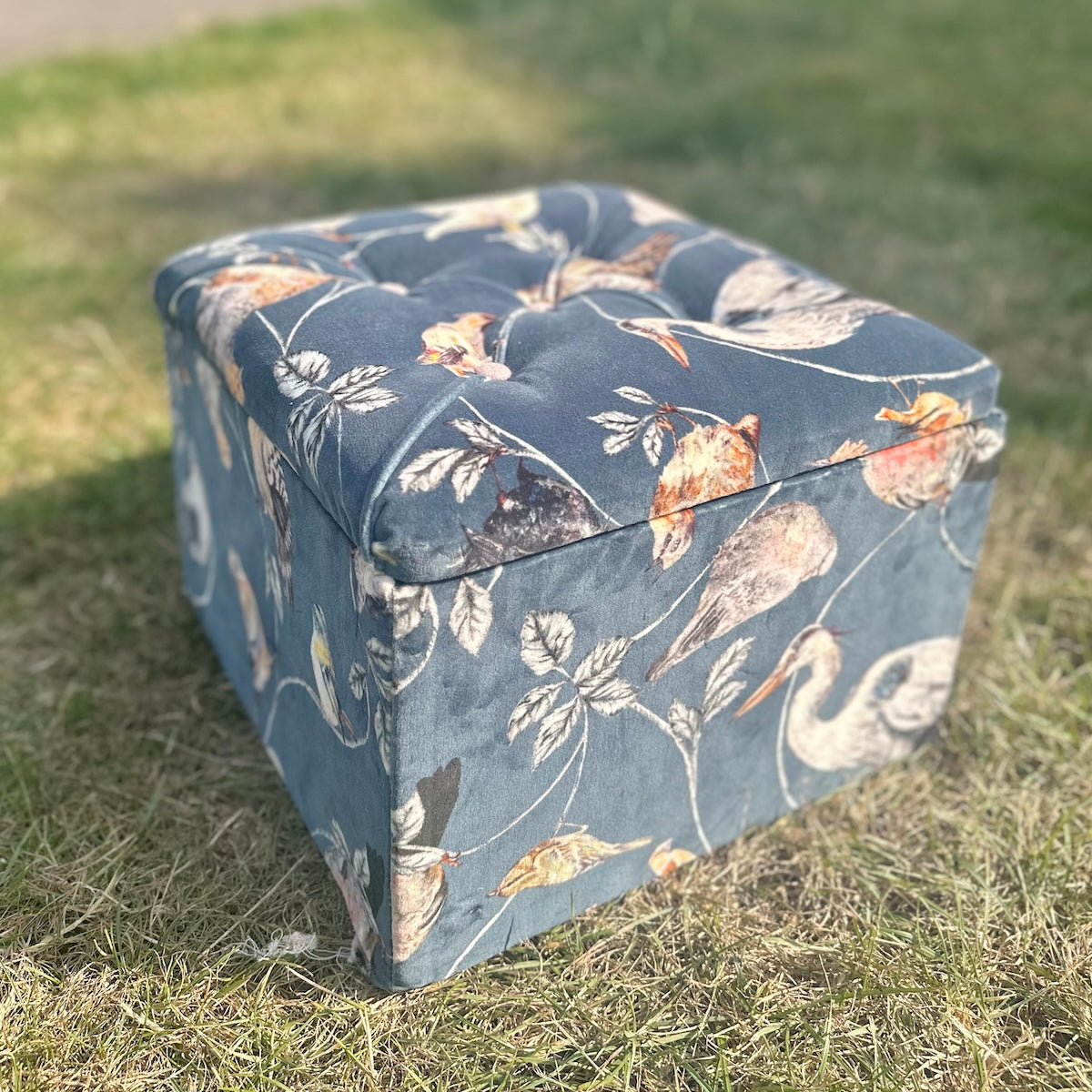Upholstered Storage Footstool in House of Hackney "Flight of Fancy" velvet