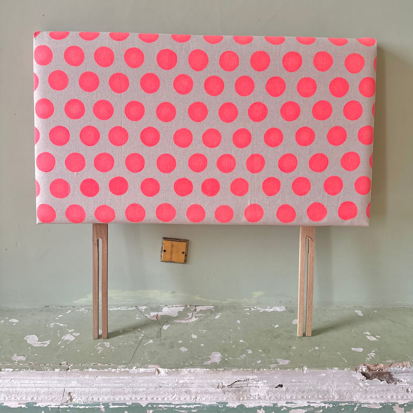 Upholstered Sustainable 'Spongey Spots' Natural Linen Headboard in Single / Double / King size