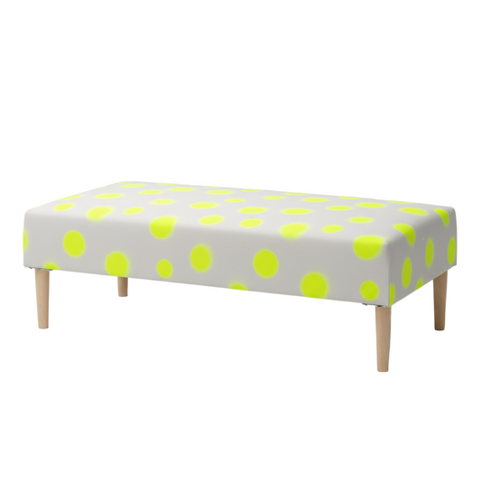 Bench with yellow polka dot pattern on a white background