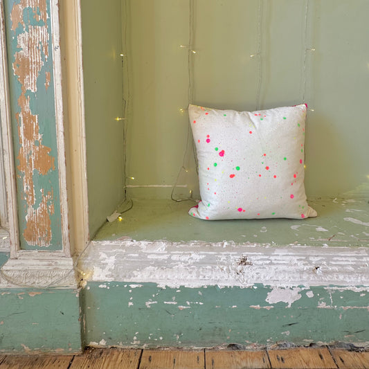 Sustainable Splatter Cushion in Linen & Velvet