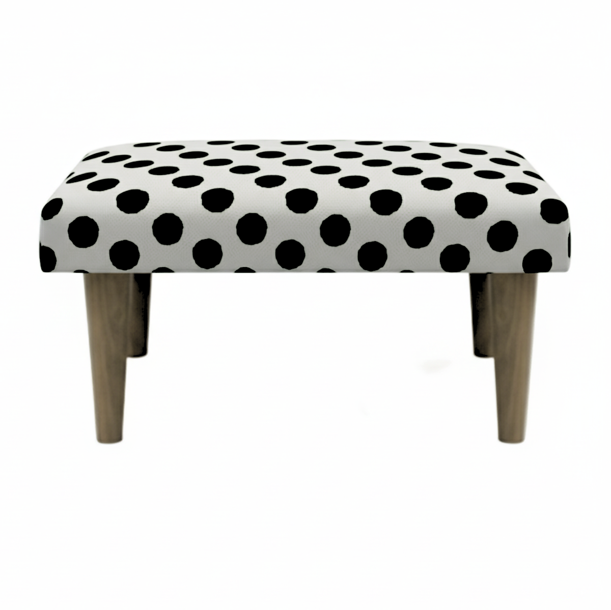 Hand-Painted Upholstered Linen Square Footstool in Polka Dot print